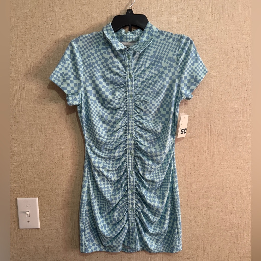 SO juniors short sleeve button front polo dress